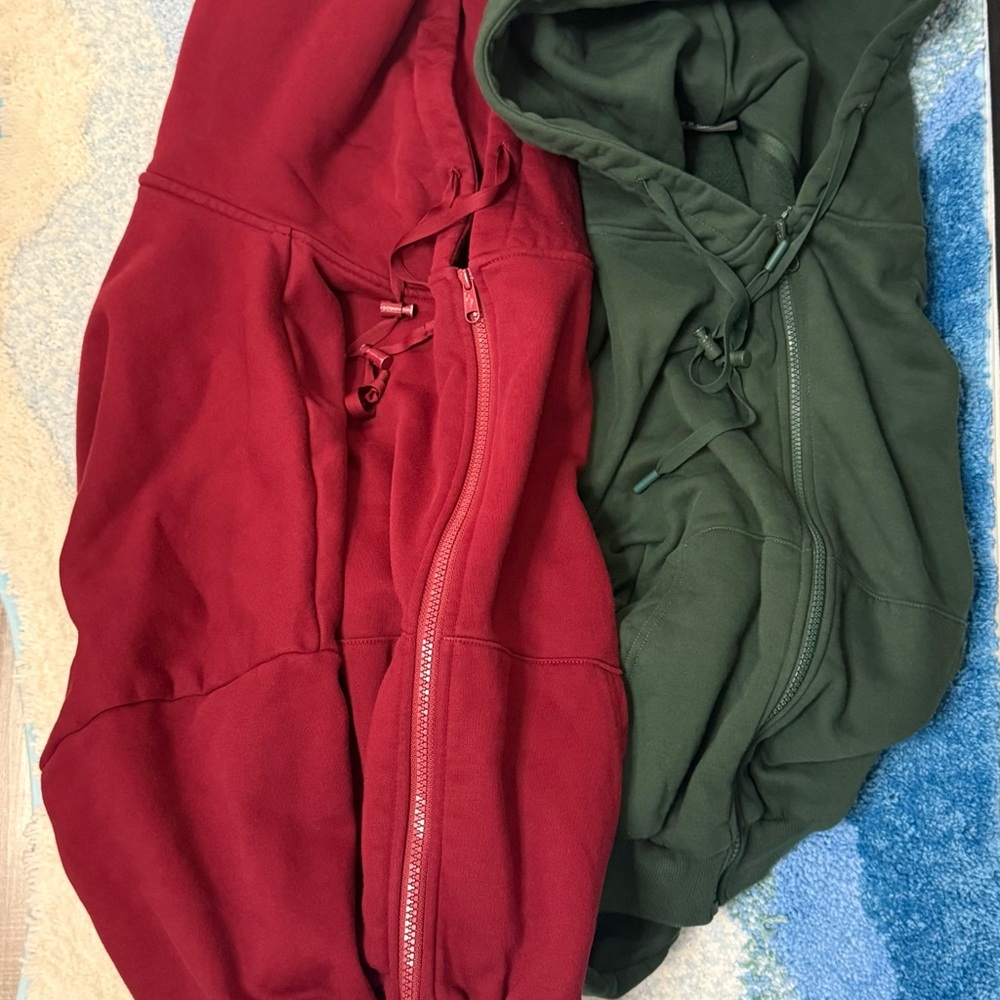 POPFLEX Zip Cloud Hoodie x2 - Crimson and Game Time Green